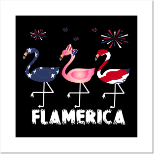 flamerica..4th of july flamingo lovers gift Posters and Art